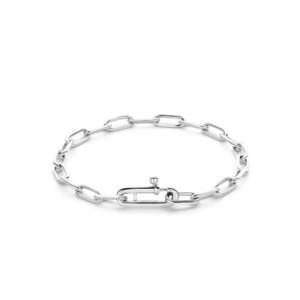 NEW TI SENTO women's petite paperclip link bracelet in silver